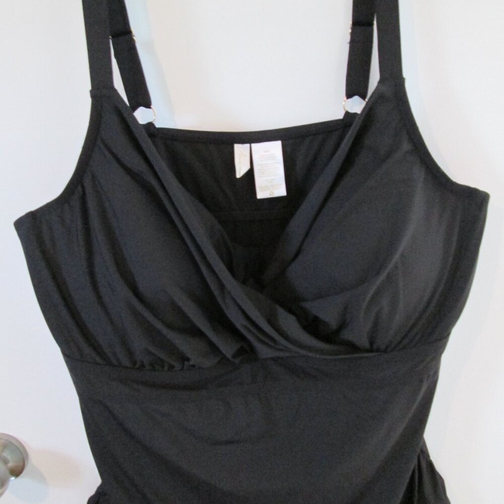 Anne Cole Plus Size Shirred Tankini Top Black NWT Sz 24W - Picture 6 of 10